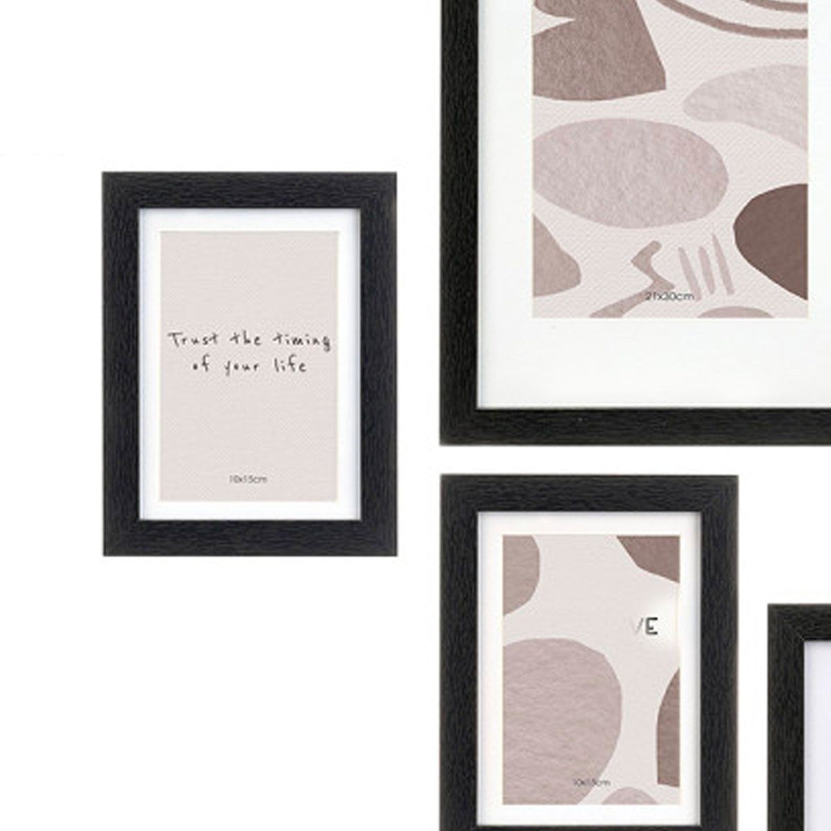 Set de 7 cadres photos mural en bois noir doré, WADIGA