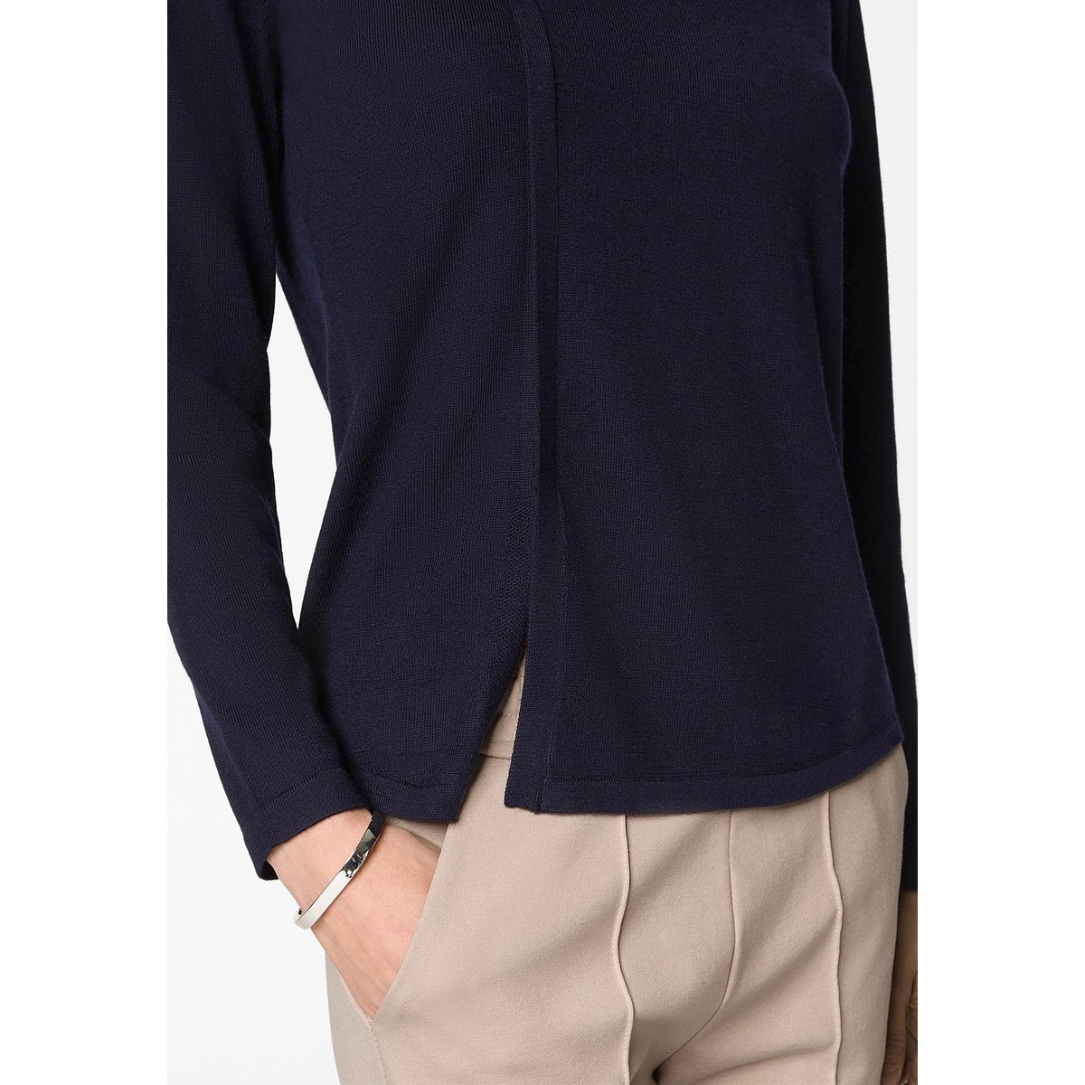 Pull col rond en laine mérinos bleu marine, RODIER