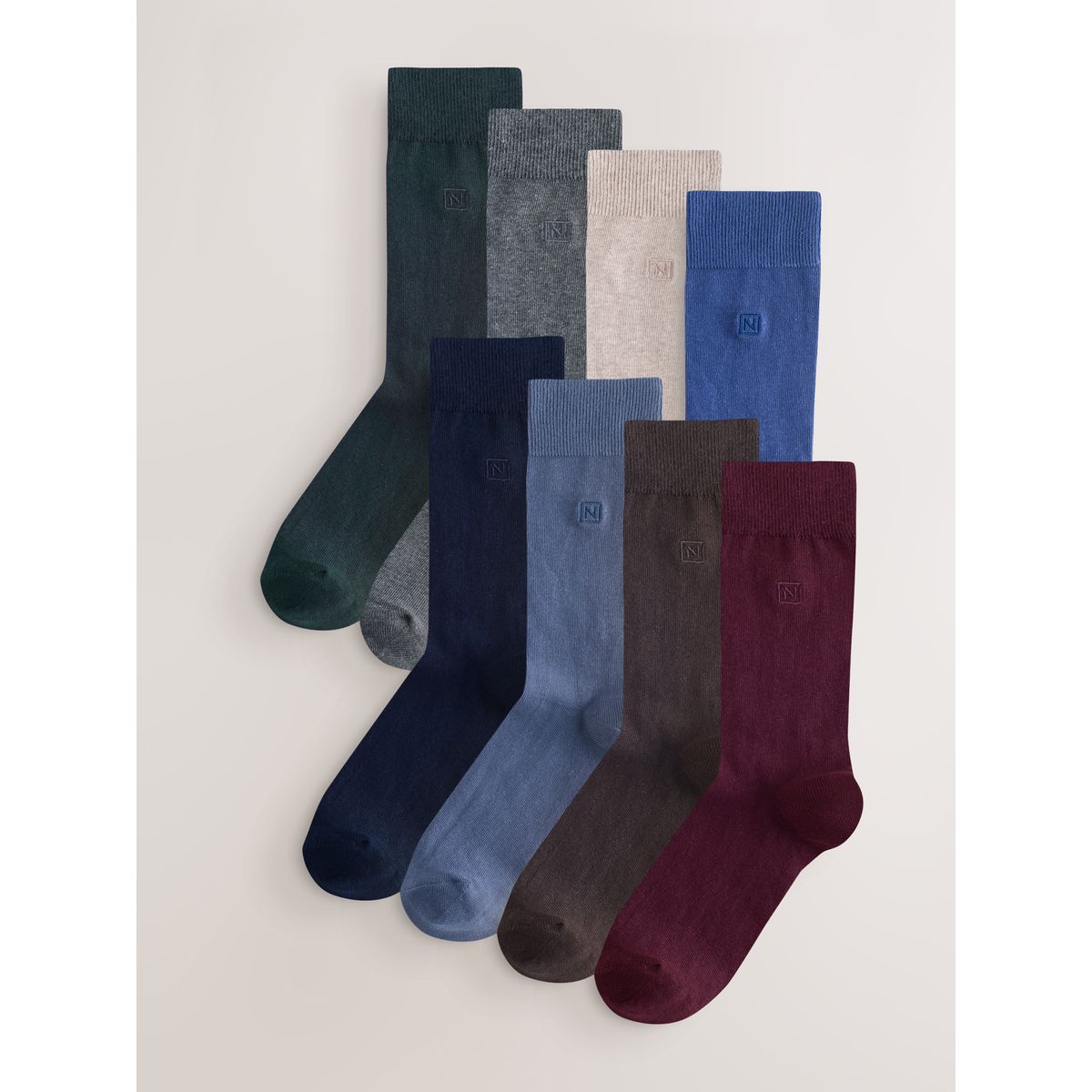Chaussettes fraîcheur brodées bleu/gris/vert, NEXT