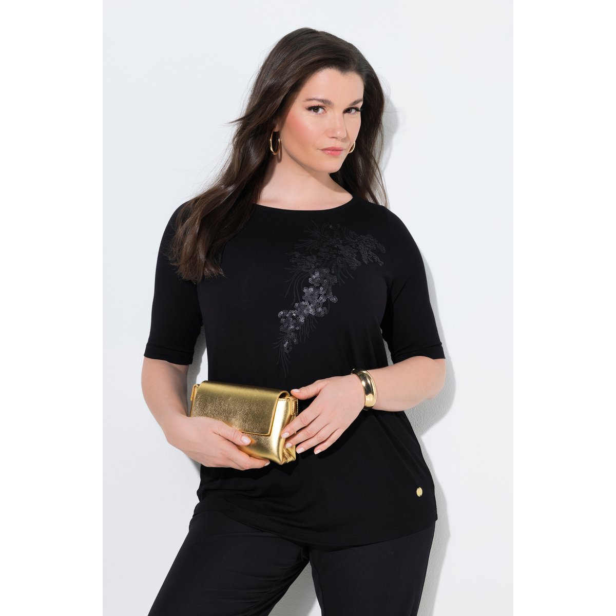 T-shirt manches courtes et encolure bateau noir, ULLA POPKEN