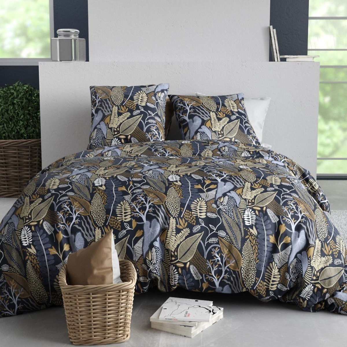 Housse De Couette 100% Coton 57 Fils + 2 Taies D'oreiller multicolore, DECORATIE