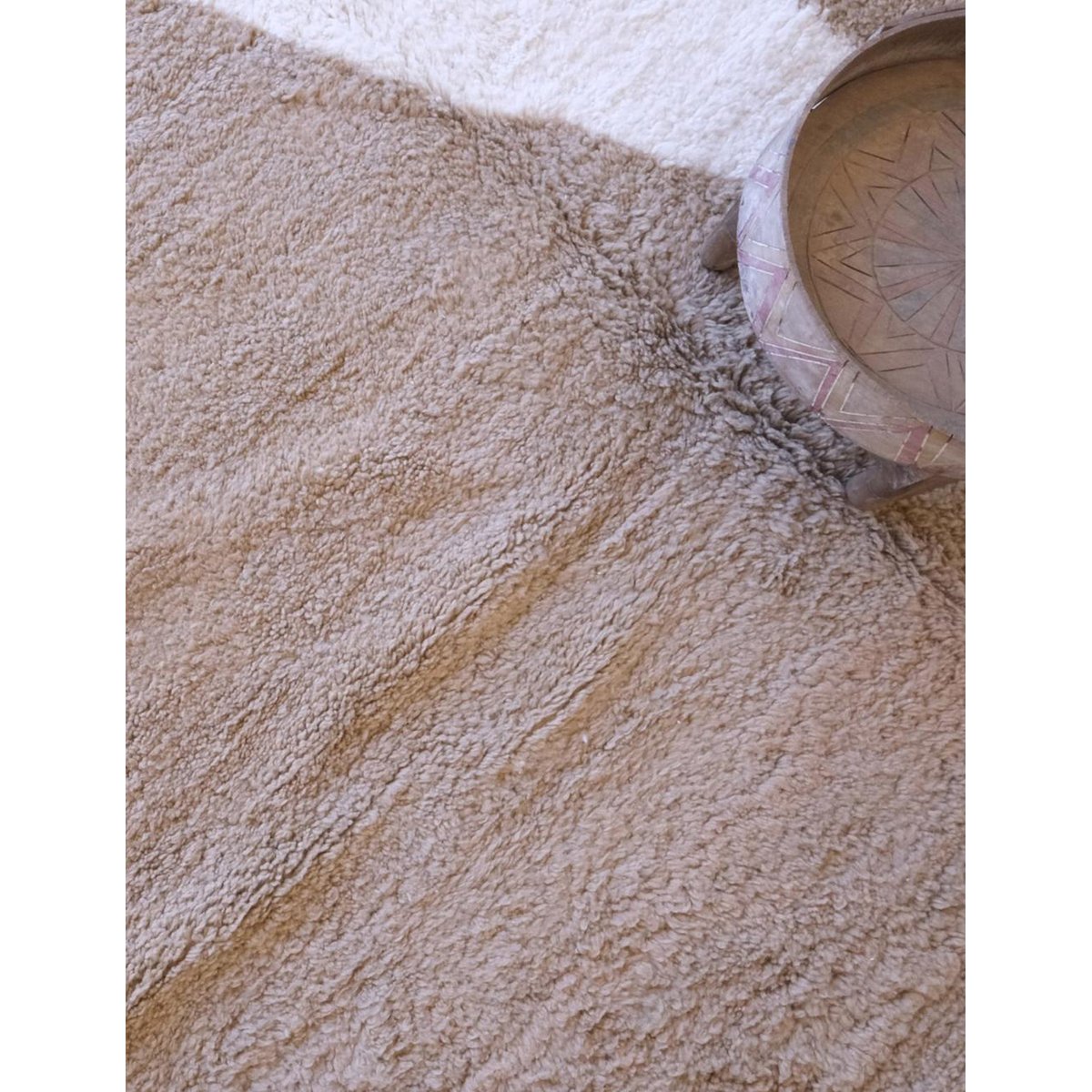 Tapis berbère original au style minimaliste en laine 248 x 350 cm brun naturel, AFK LIVING