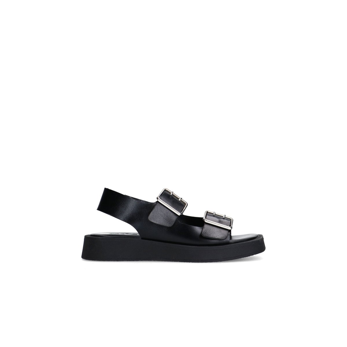 Sandales plateforme en cuir avec boucles noir, SACHA