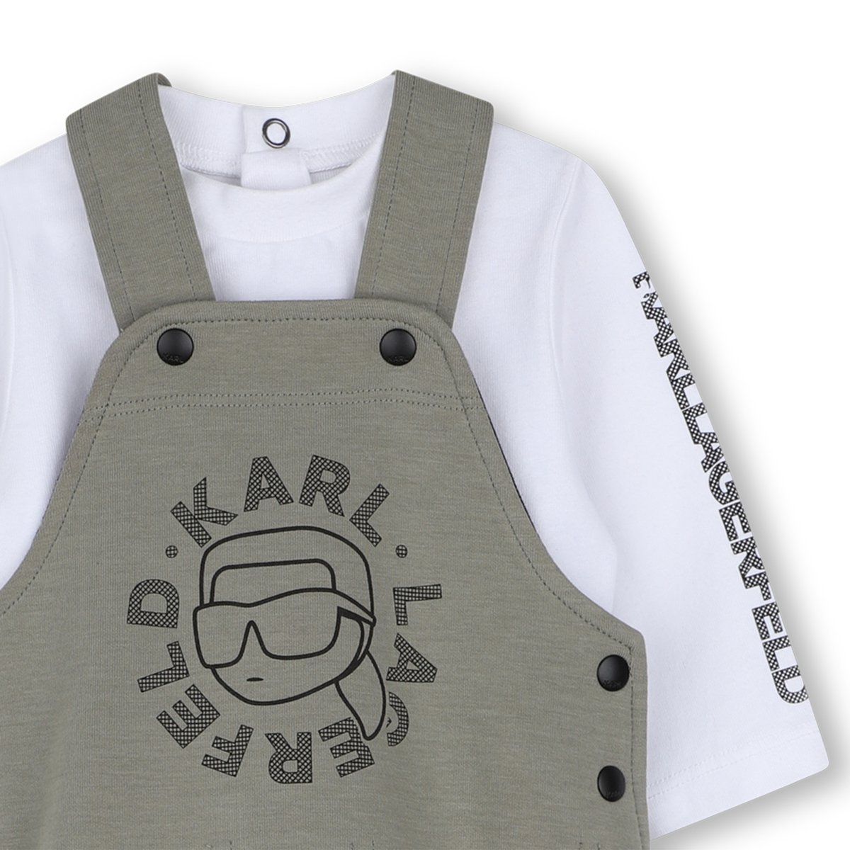 Ensemble salopette et tee-shirt kaki clair, KARL LAGERFELD KIDS