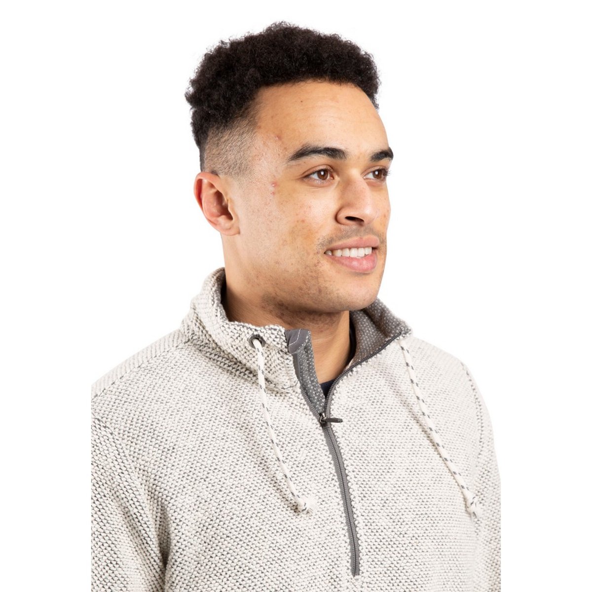Sweat à col montant zippé FALMOUTHFLOSS blanc cassé, TRESPASS