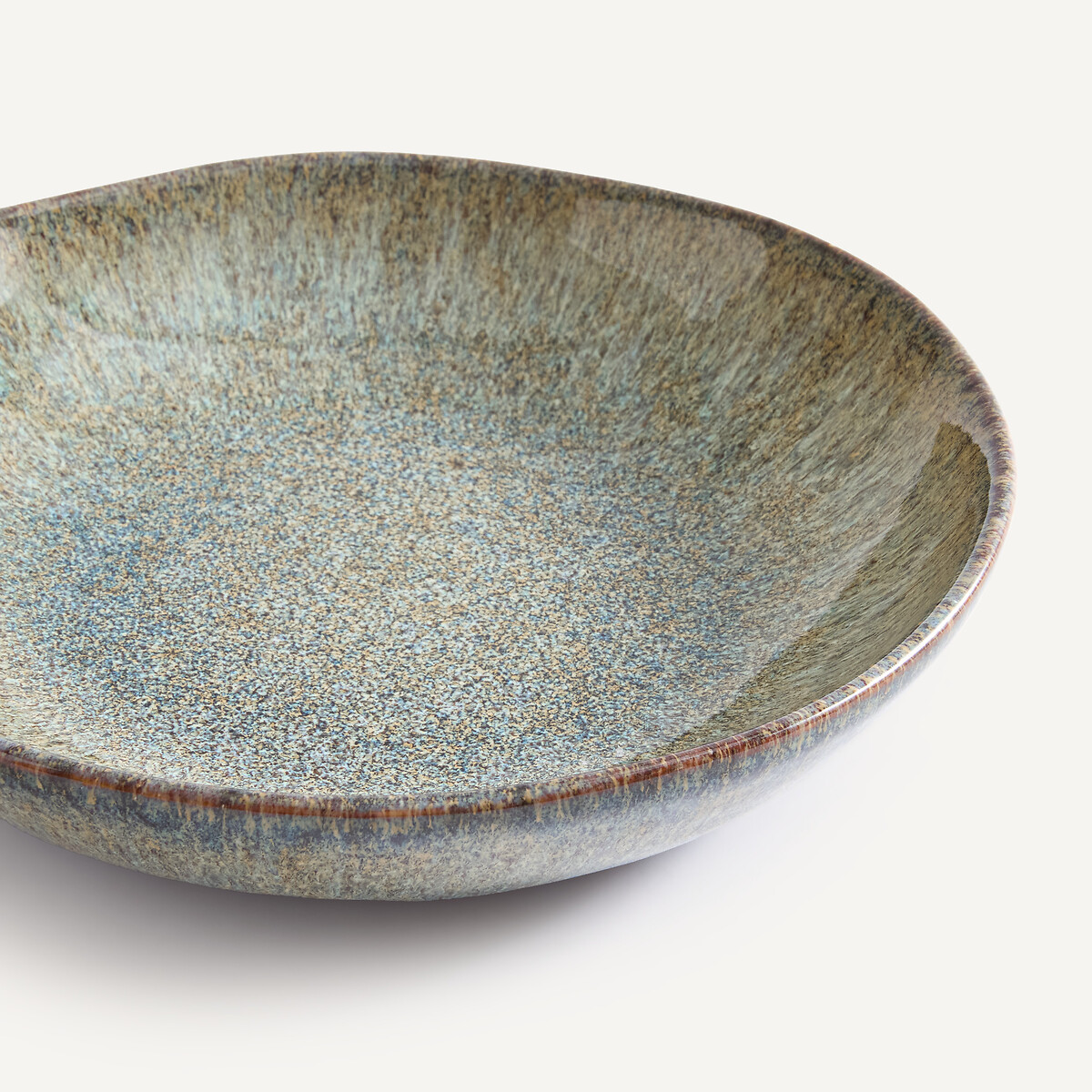 Lot de 4 assiettes creuses, en grès émaillé réactif, DÉNIA vert de gris, AM.PM