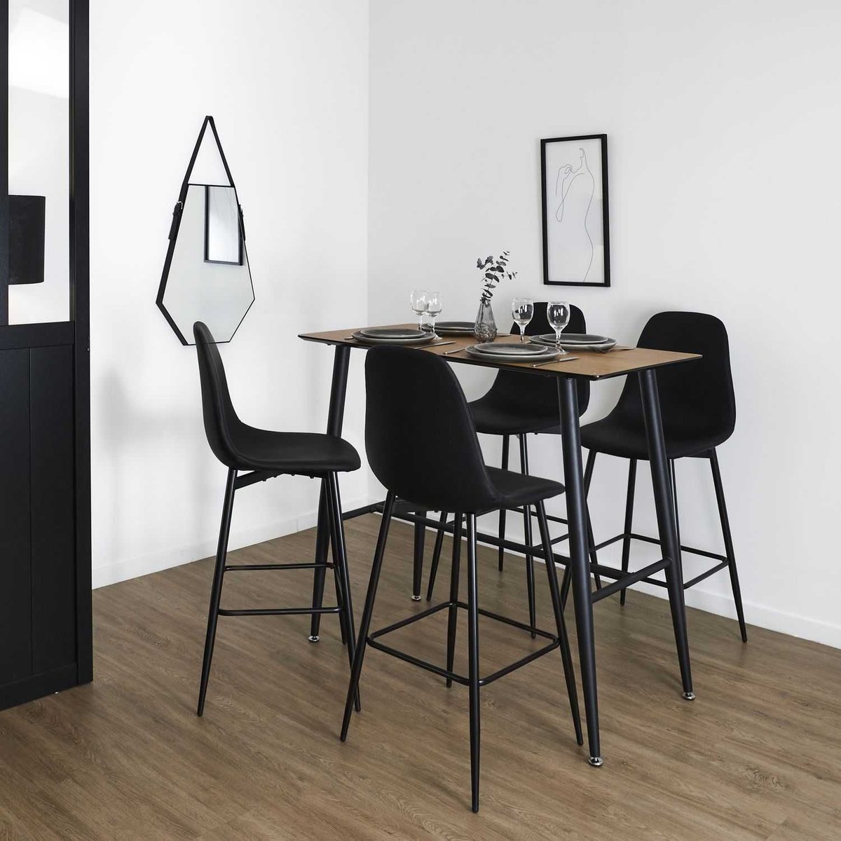 Lot de 2 chaises de bar design scandinave MALO noir, TOILINUX