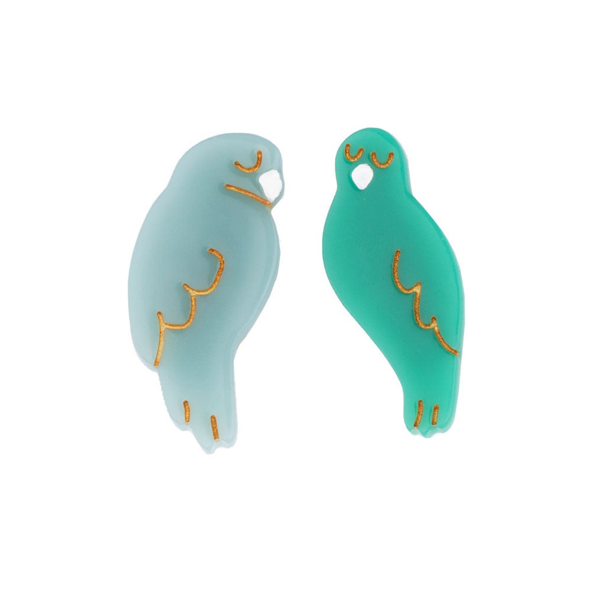 Duo barrettes Inséparables gris et turquoise, COUCOU SUZETTE