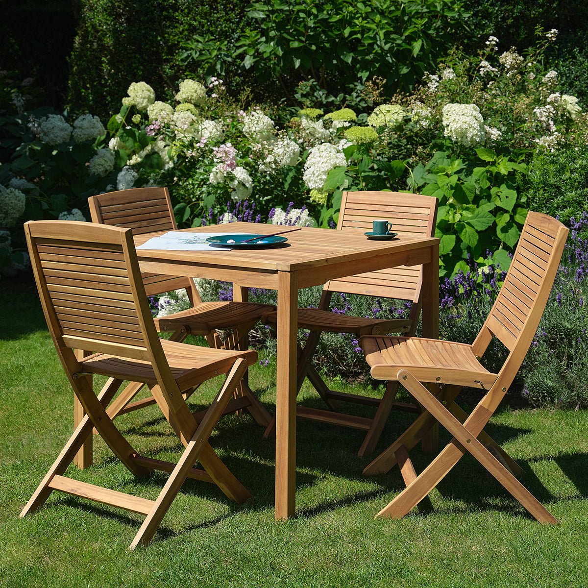 Lot de 2 chaises de jardin pliantes en acacia massif MILOS naturel, BERAH GETAH