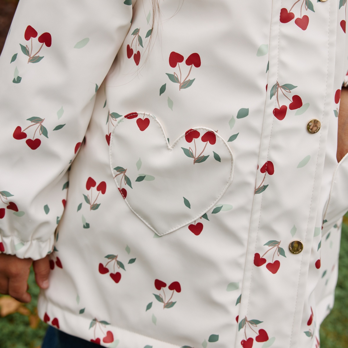 Manteau enfant imperméable doublé sherpa avec capuche Louise ecru, PETIT BEGUIN