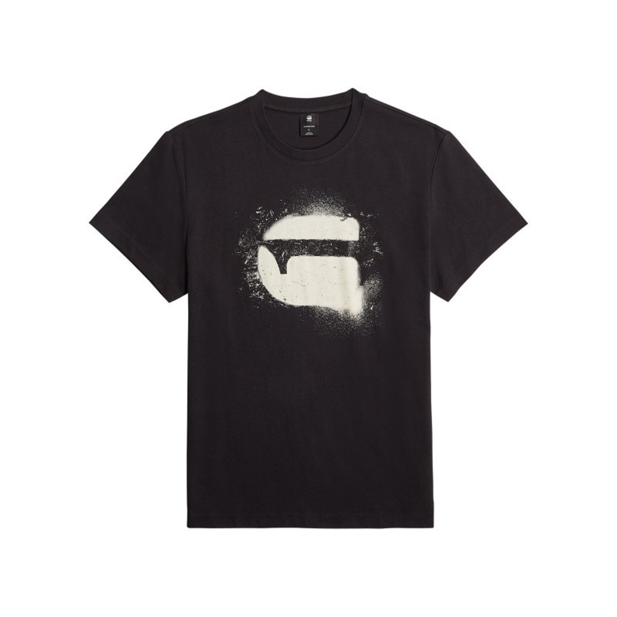 T-shirt en coton noir imprimé avec logo iconique et une coupe droite noir, G-Star RAW