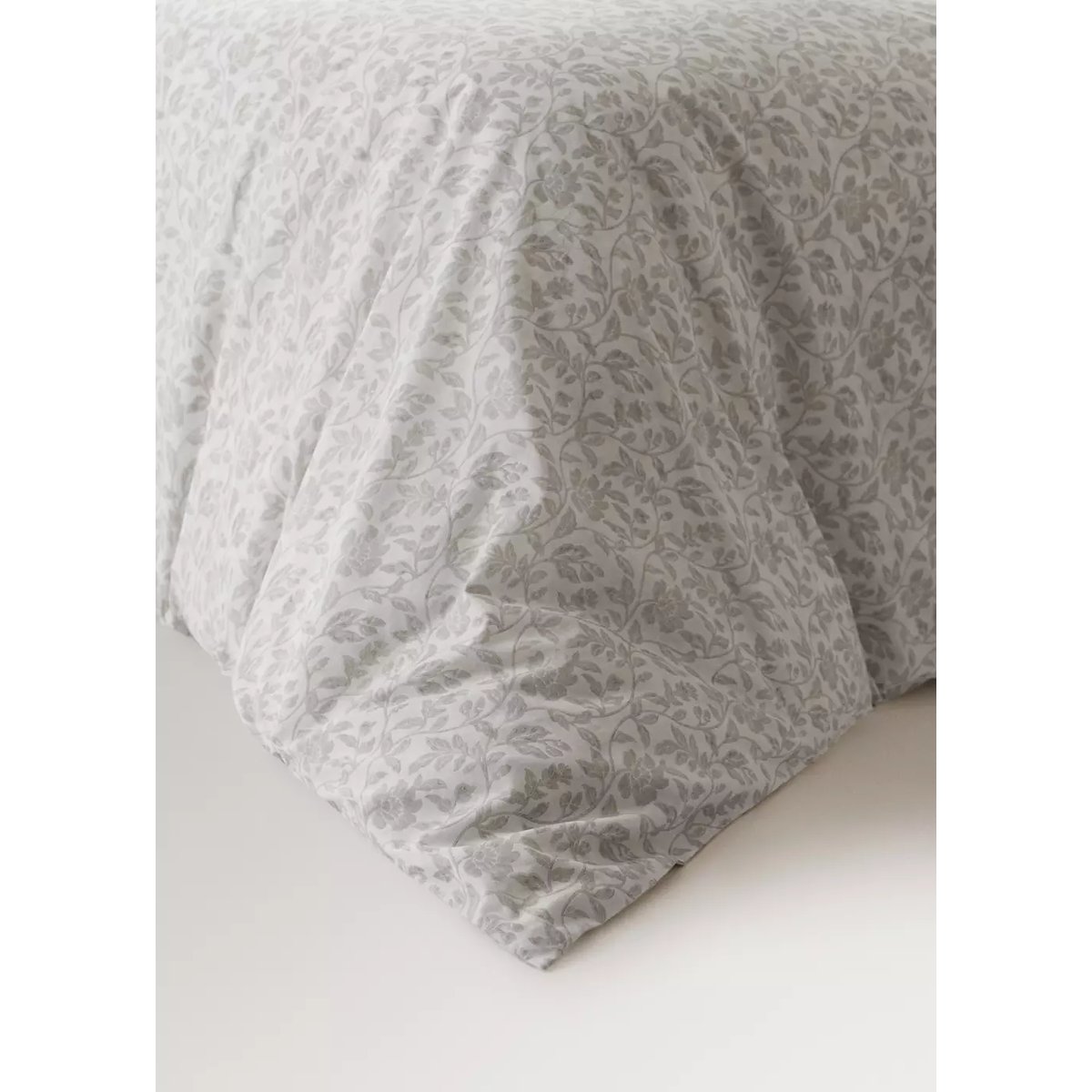 Housse de couette percale de coton imprimé fleuri lit 150/160 cm écru, MANGO HOME