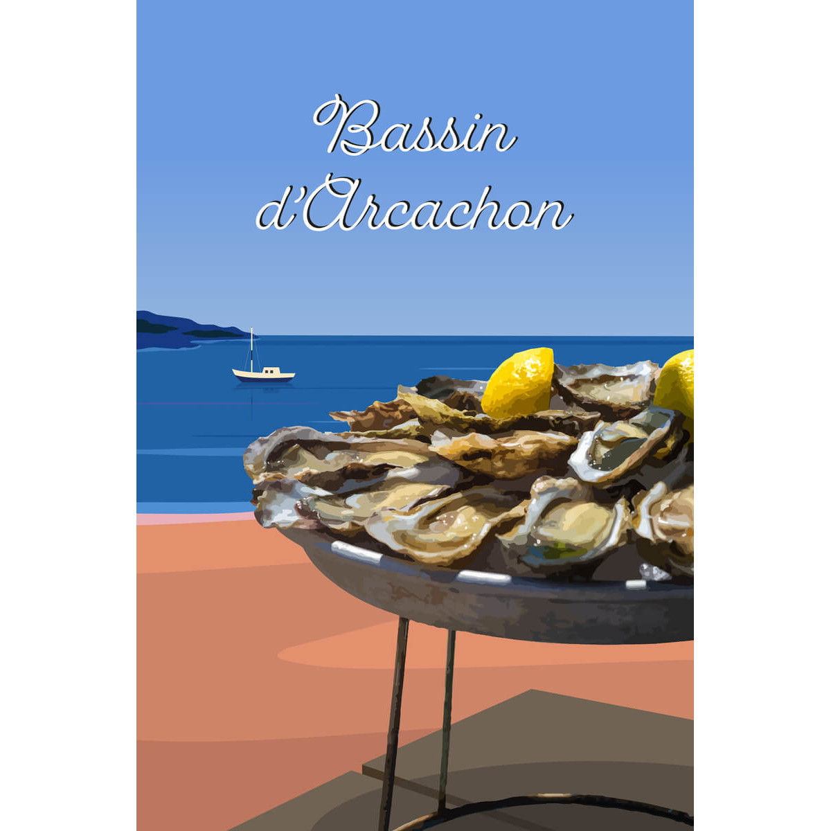 Tableau Mural Illustration D'arcachon PLAGE tableaux sur toile-multicolore, CEANOTHE