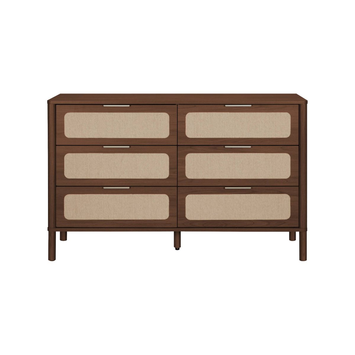 Commode vintage décor bois et cannage 6 tiroirs ETTA noyer, SWEEEK