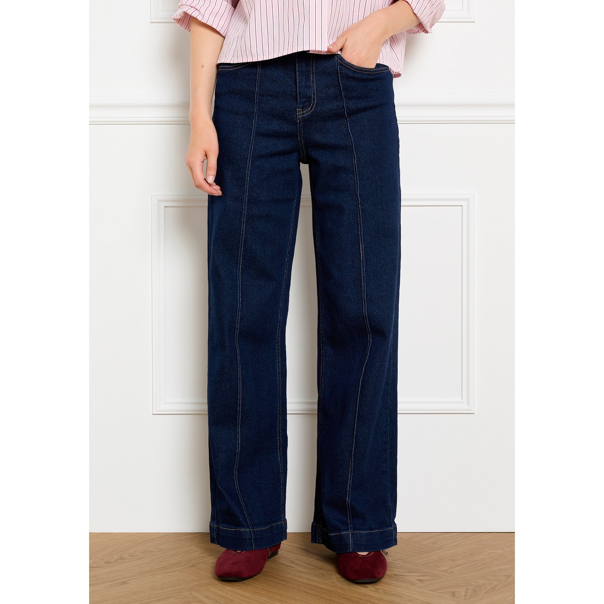 Jean large taille haute dark blue, LOLALIZA