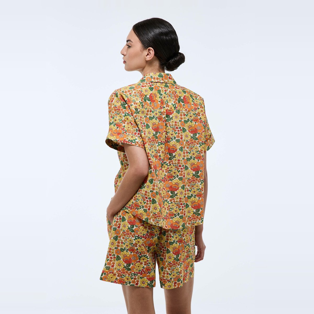 Pyjama imprimé en coton BIO GOTS jaune pastel, MONOPRIX