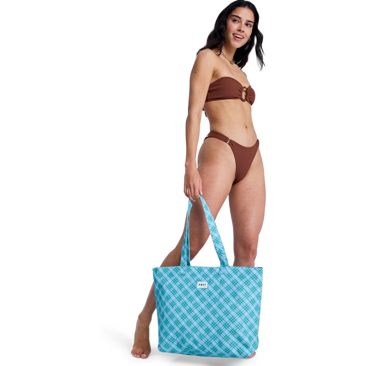 Grand sac tote SWEETER THAN HONEY. vert katydid as if plaid, ROXY