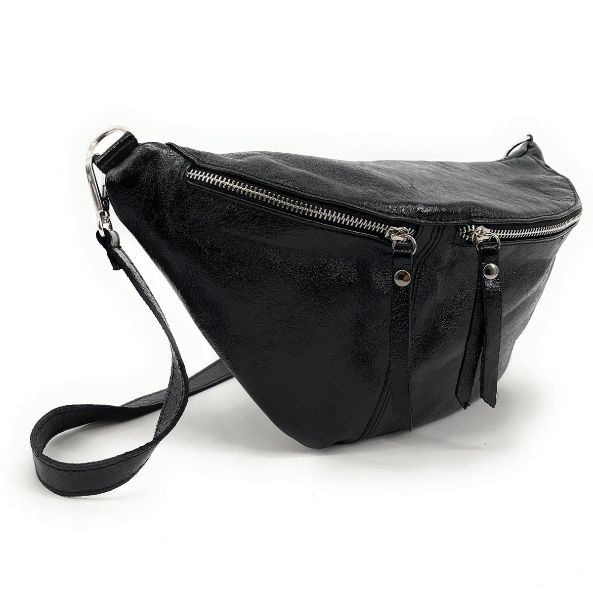 Sac banane en cuir irisé LILOU GLOW noir irisé, OH MY BAG