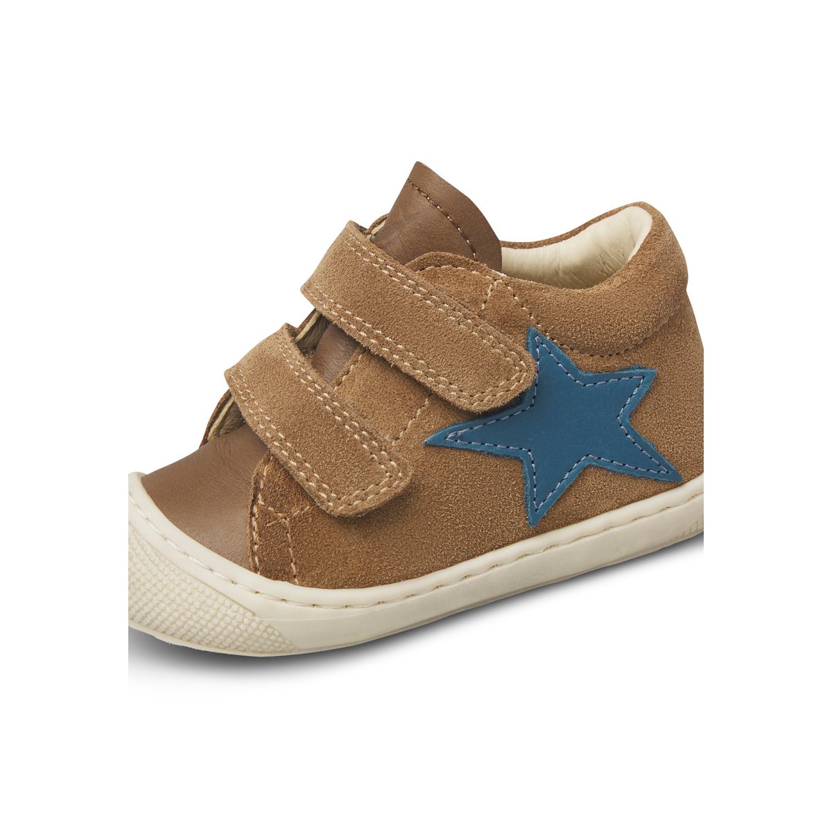 Chaussures premiers pas en cuir et suède KOLDE VL marron-marine, NATURINO