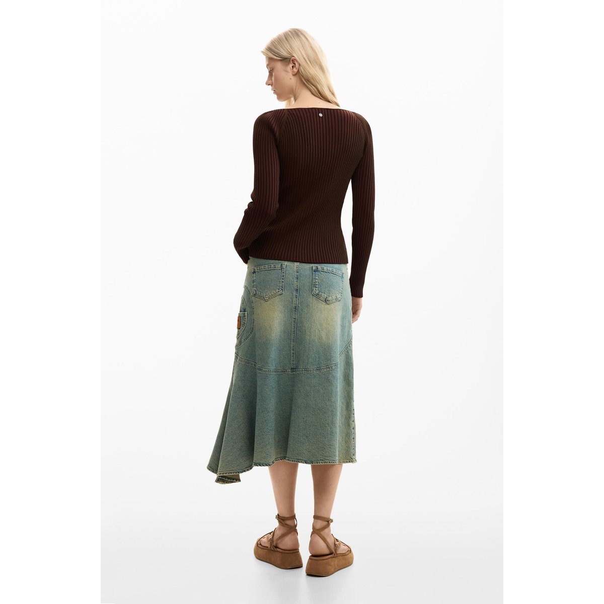 Pull fin à boutons marron, DESIGUAL