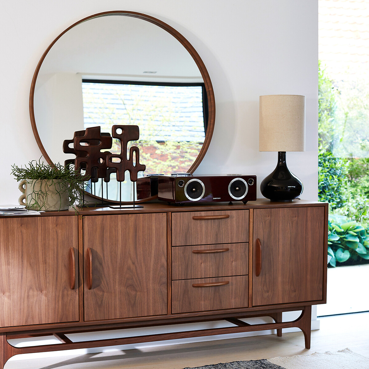 Miroir rond plaqué noyer Ø100 cm, Alaria noyer, LA REDOUTE INTERIEURS