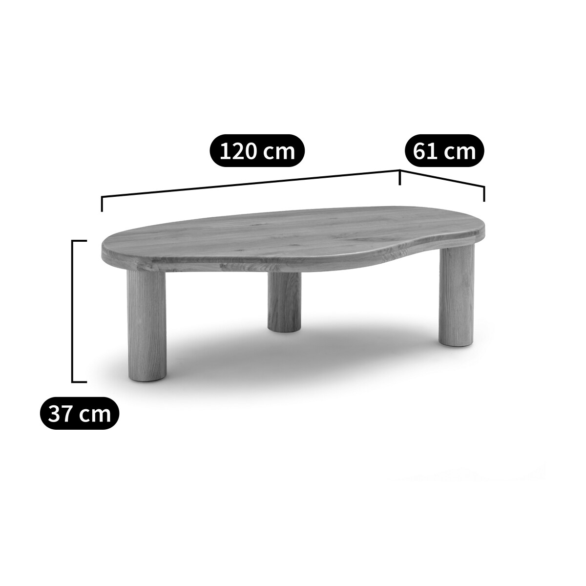 Mesa de centro orgánica, roble macizo, longitud 120 cm, RODI roble, LA REDOUTE INTERIEURS