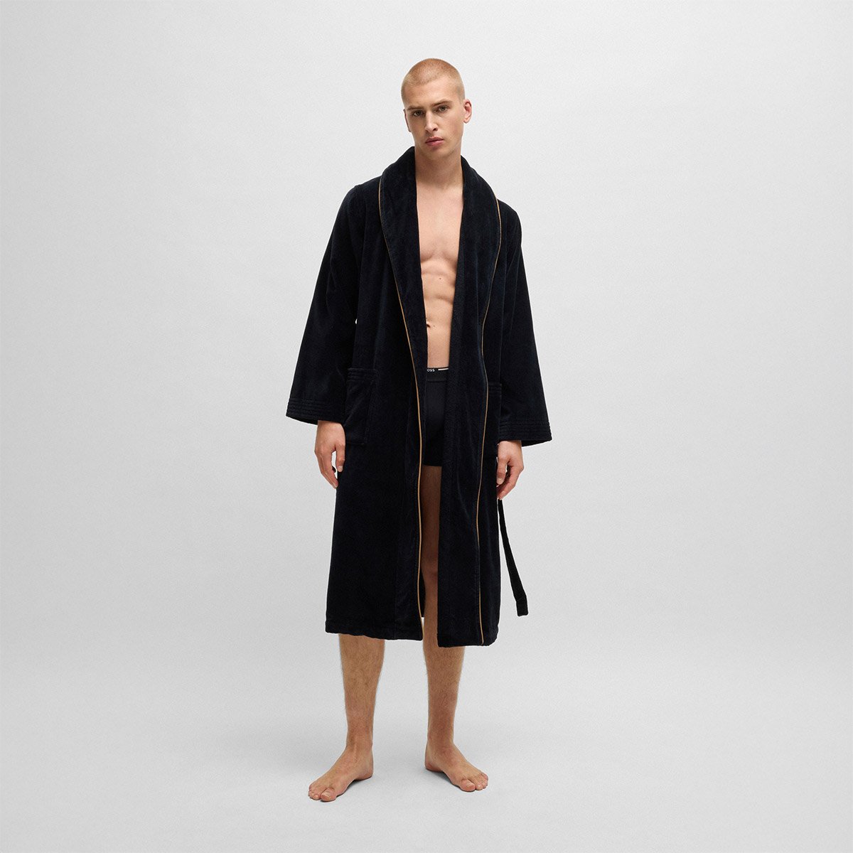 Peignoir long en velours,TIAGO black, BOSS HOME