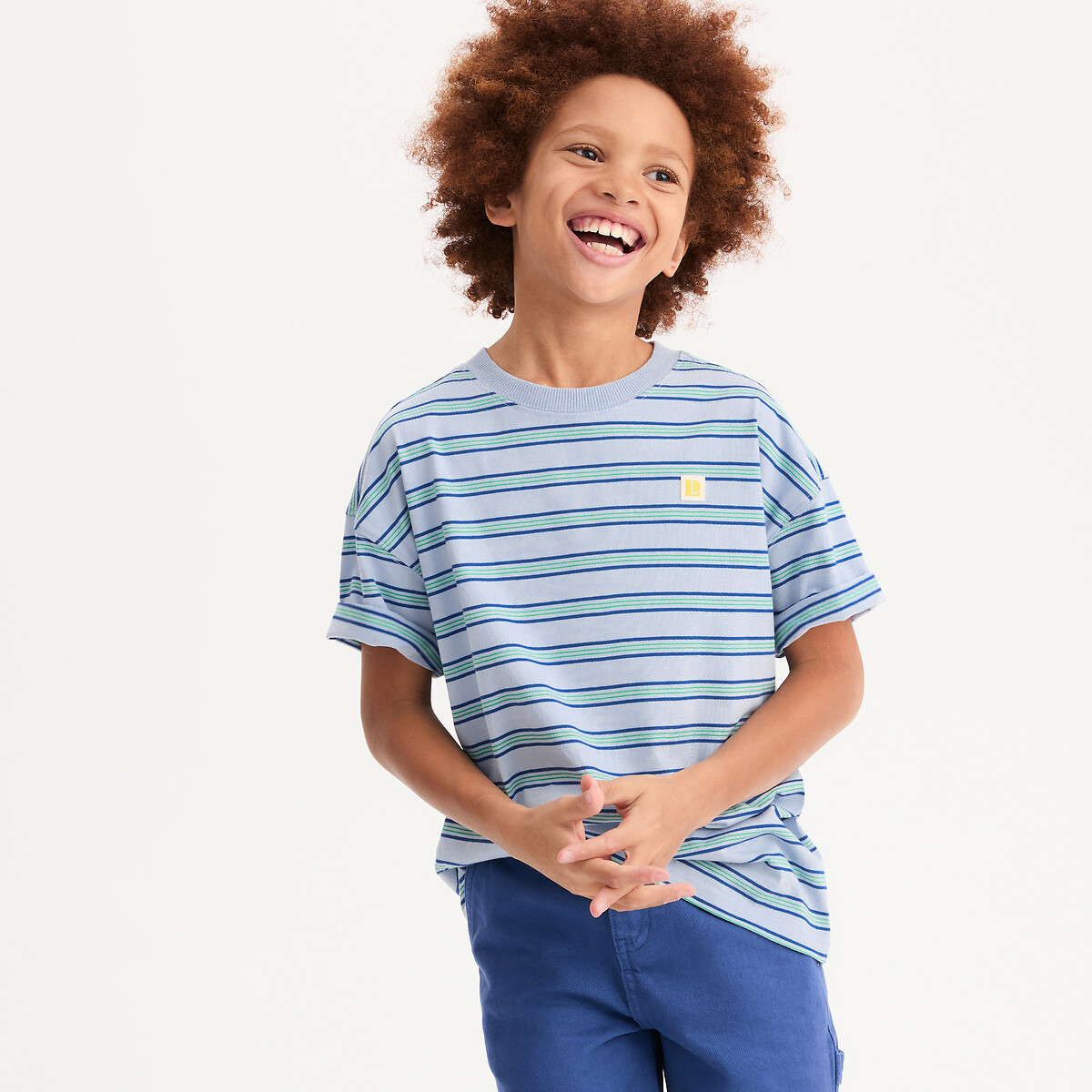 T-shirt oversize rayé, à col rond et manches courtes rayé, LA REDOUTE COLLECTIONS
