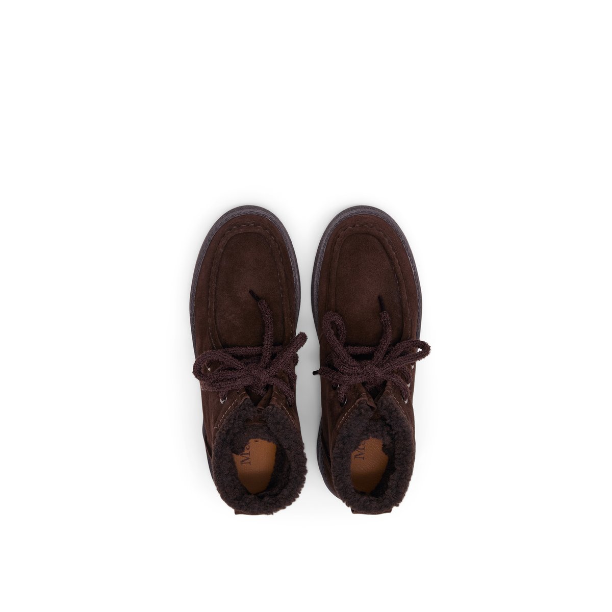 Chaussures à lacets montant jusqu'à la cheville, modèle Pia en cuir velours souple marron foncé, MARC O'POLO