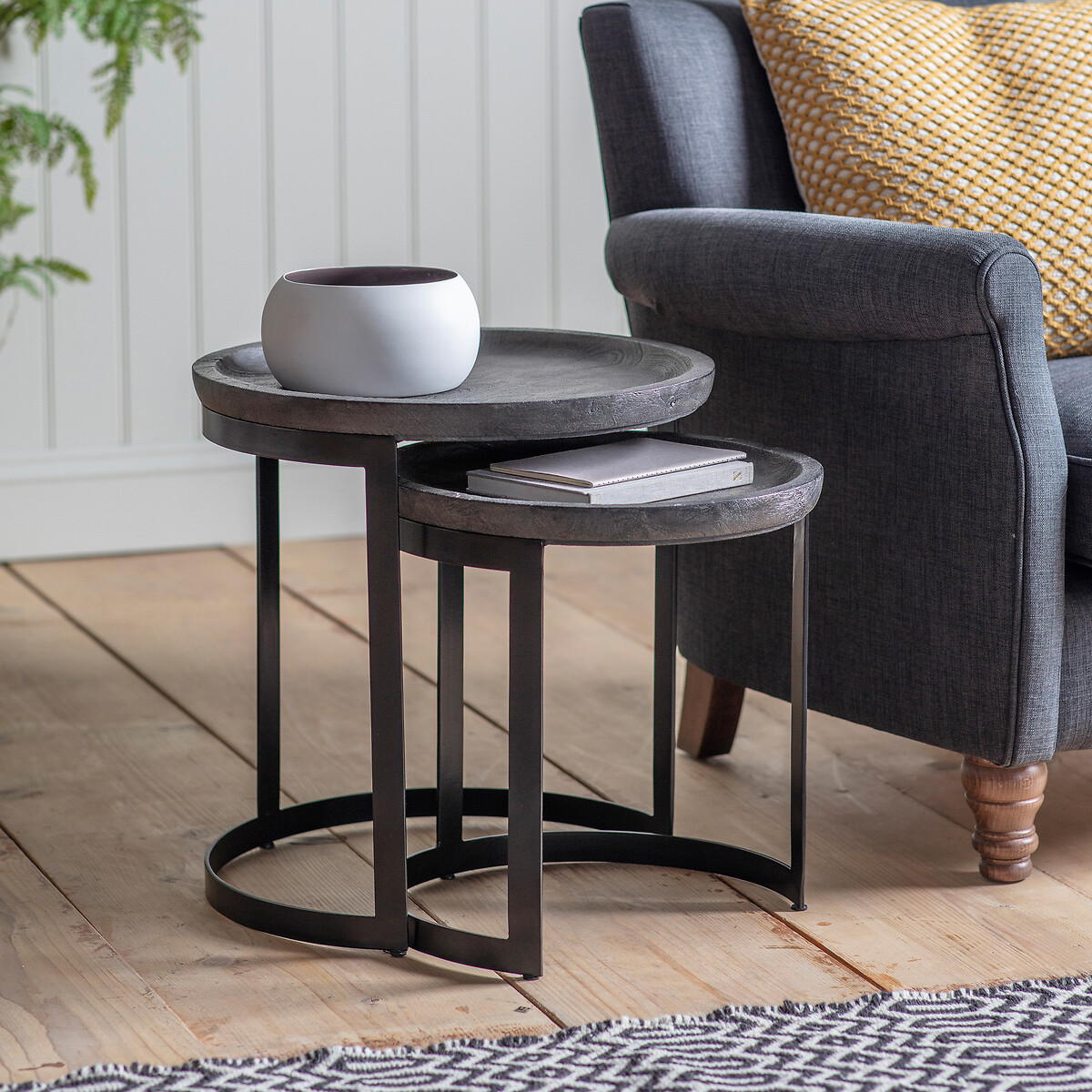 Alwar Wood Nest Side Tables (Set of 2) grey, SO'HOME
