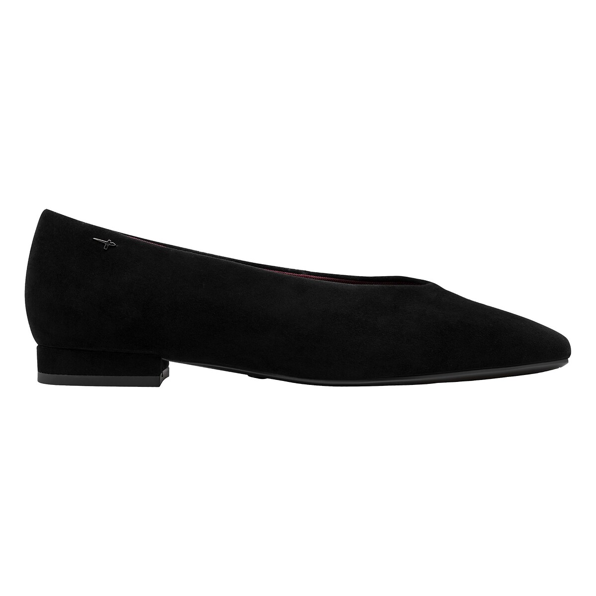 Ballerines en cuir suède, bout amande noir, TAMARIS