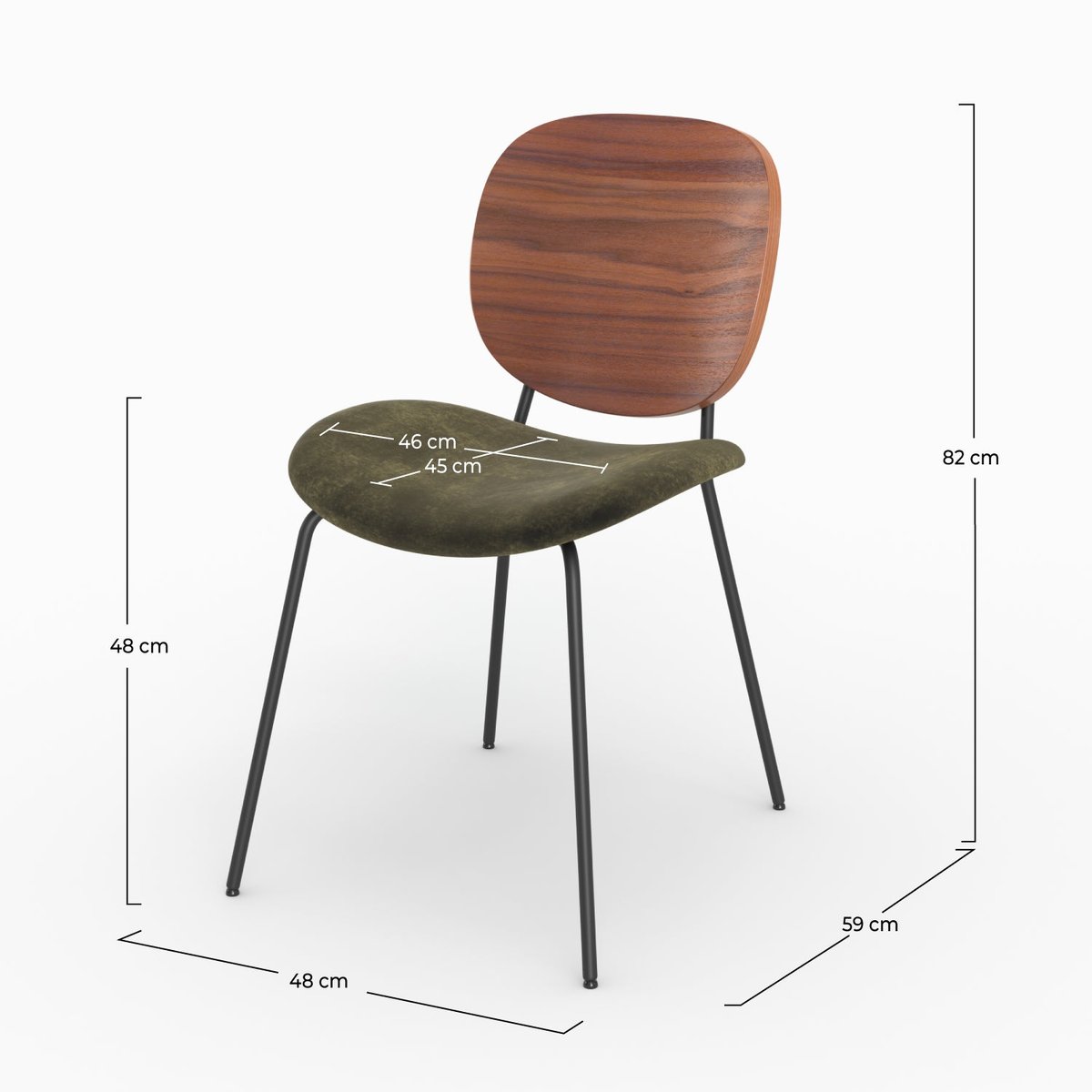 Lot de 2 chaises en velours - SIMONE vert kaki, MAISON PAVANE