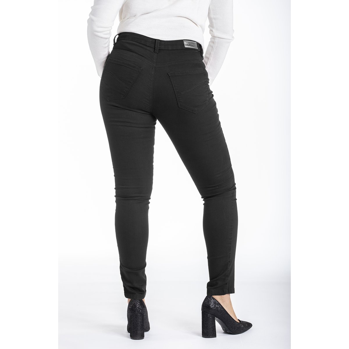 Jeans taille haute slim denim OBS6 noir, OBER