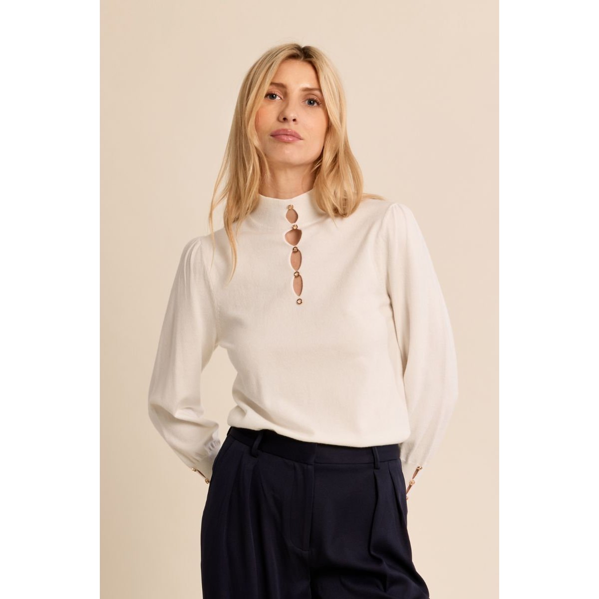 Pull décolleté fantaisie offwhite, MOLLY BRACKEN