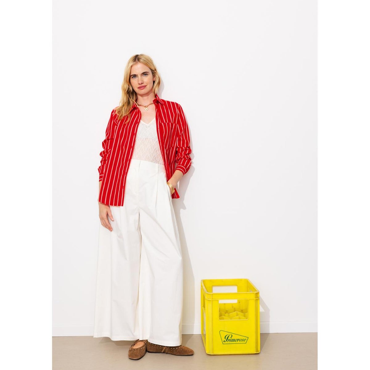 Chemise rayée rayé rouge, PROMOD