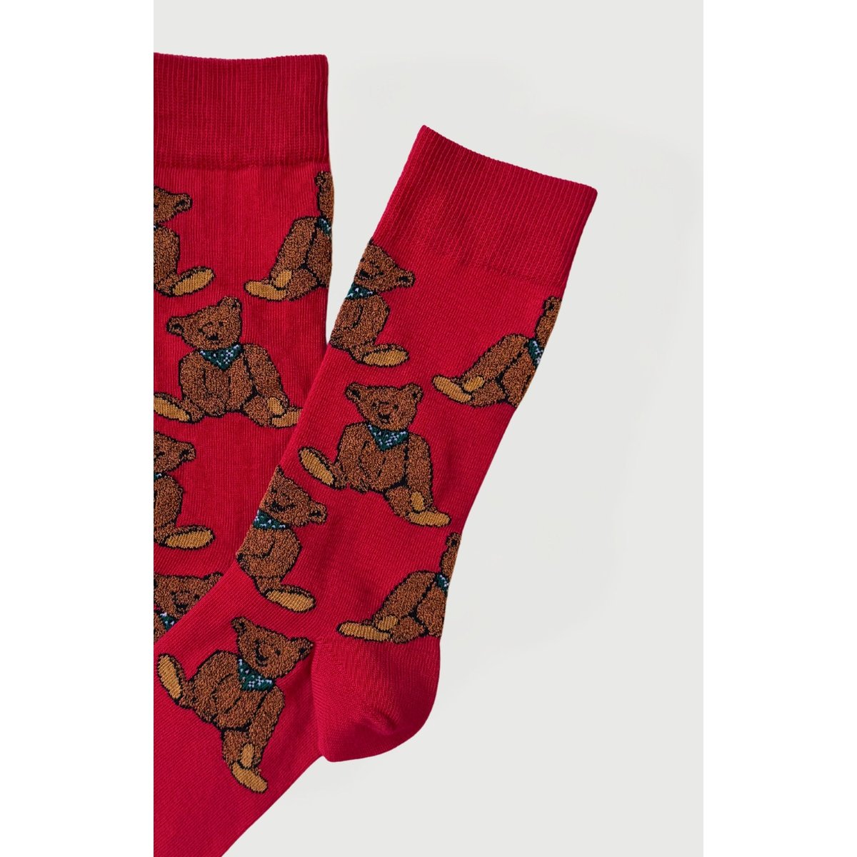 Chaussettes en coton imprimé Old Teddy Rouge rouge, ARTHUR