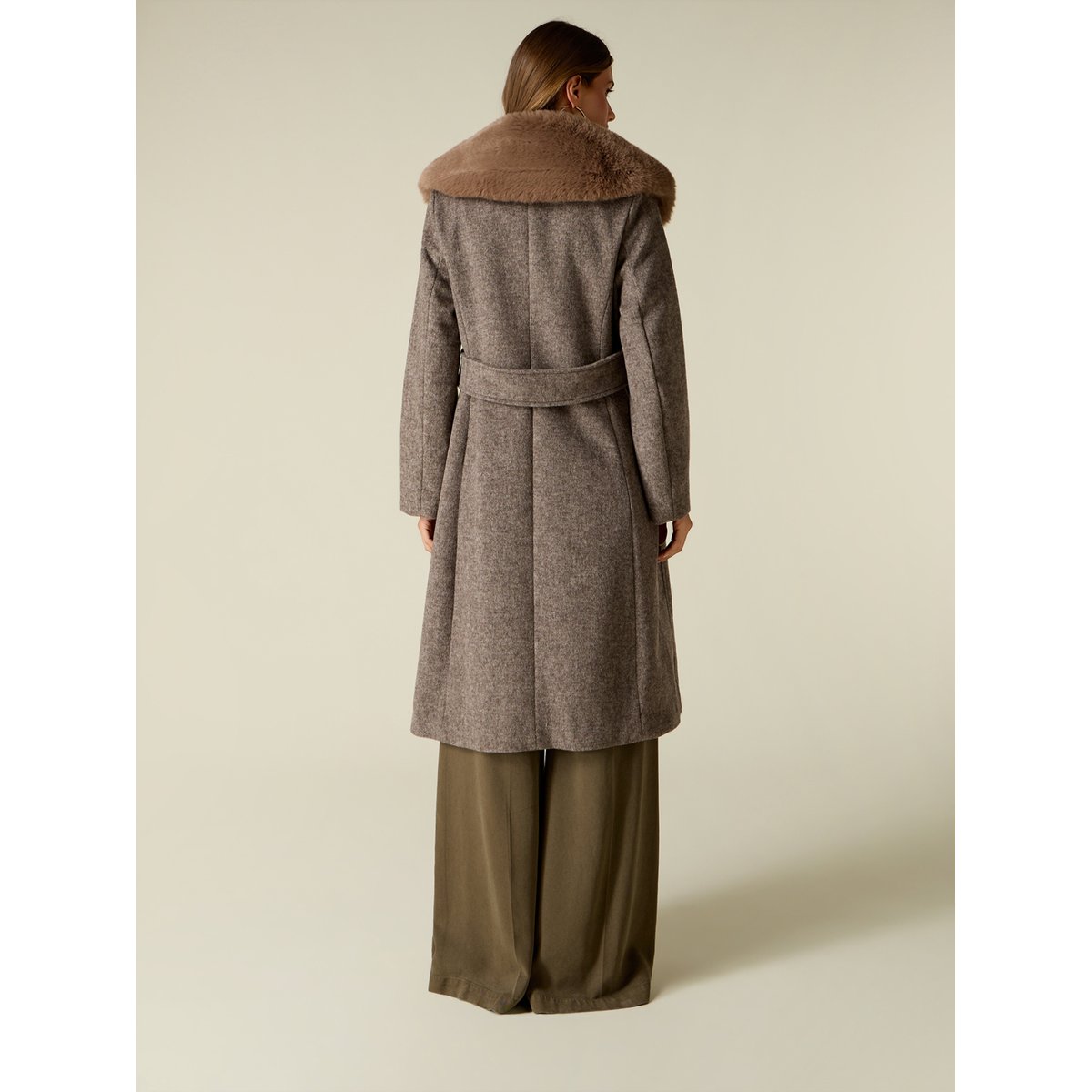 Manteau croisé chiné beige, OLTRE