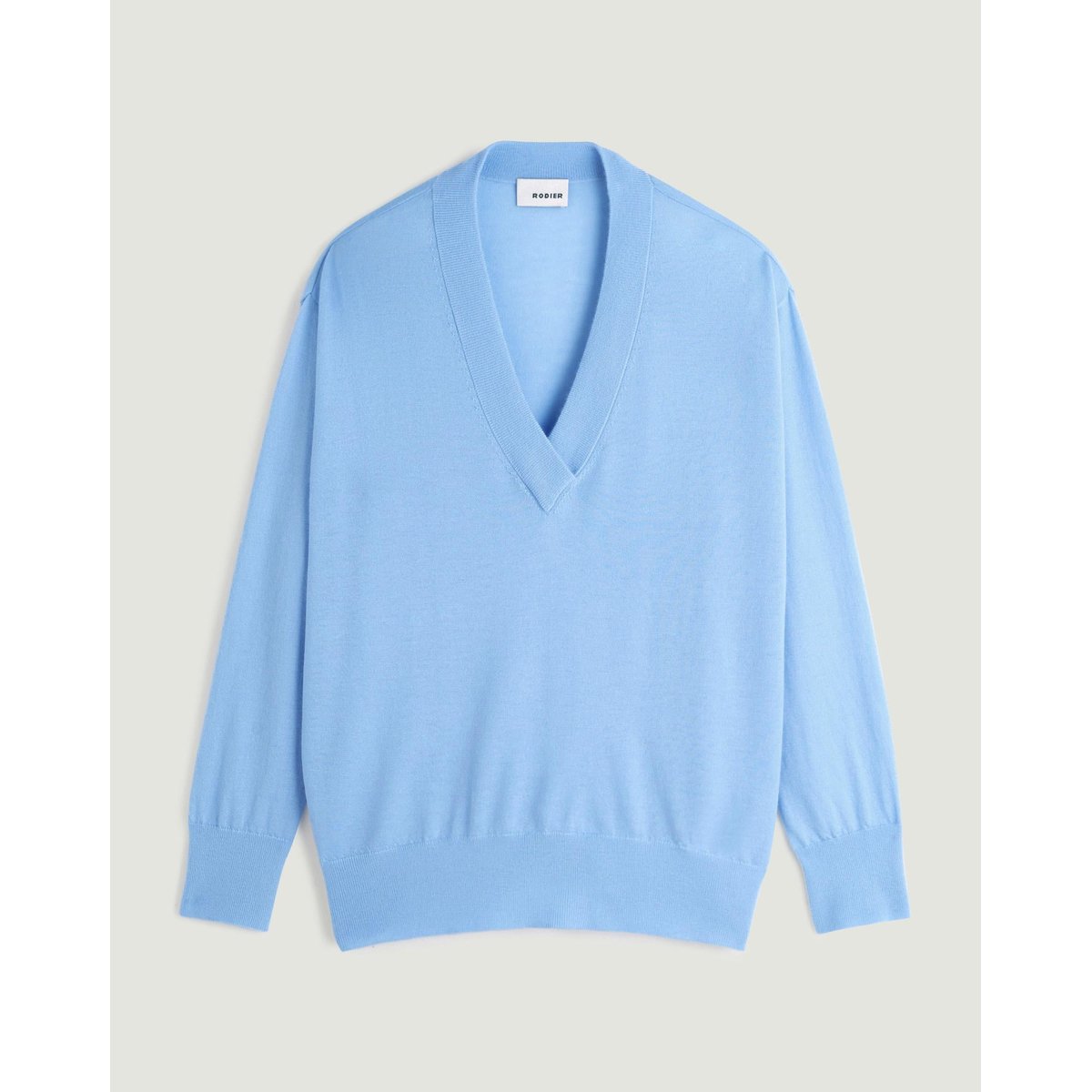Pull col V oversize en cachemire bleu pale, RODIER