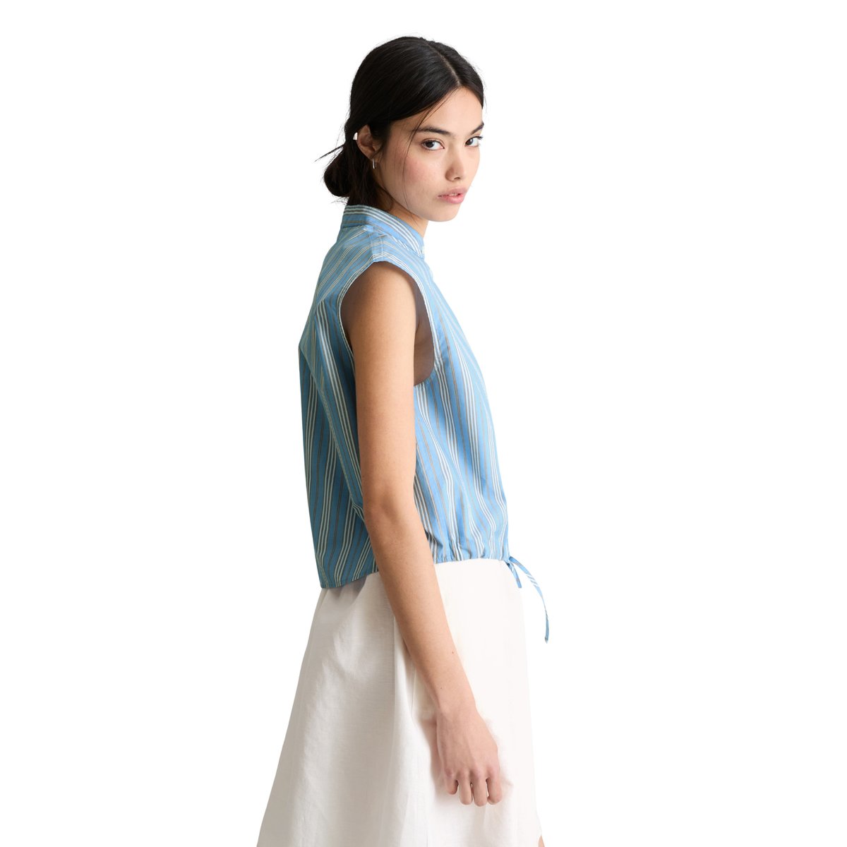 Blouse rayée relaxed en popeline Papertouch bleu, MARC O’POLO DENIM