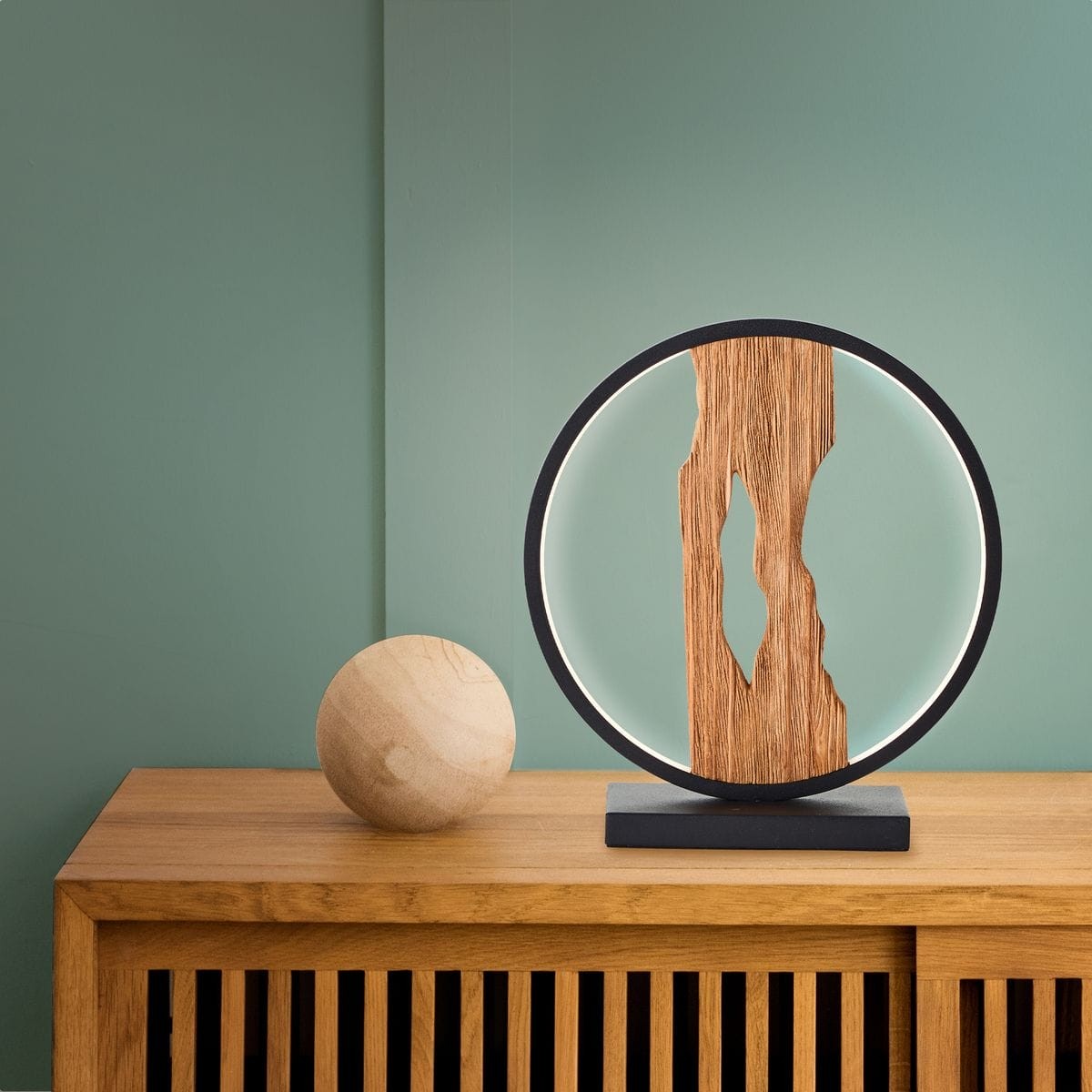 Lampe CHAUMONT noir-bois, BRILLIANT