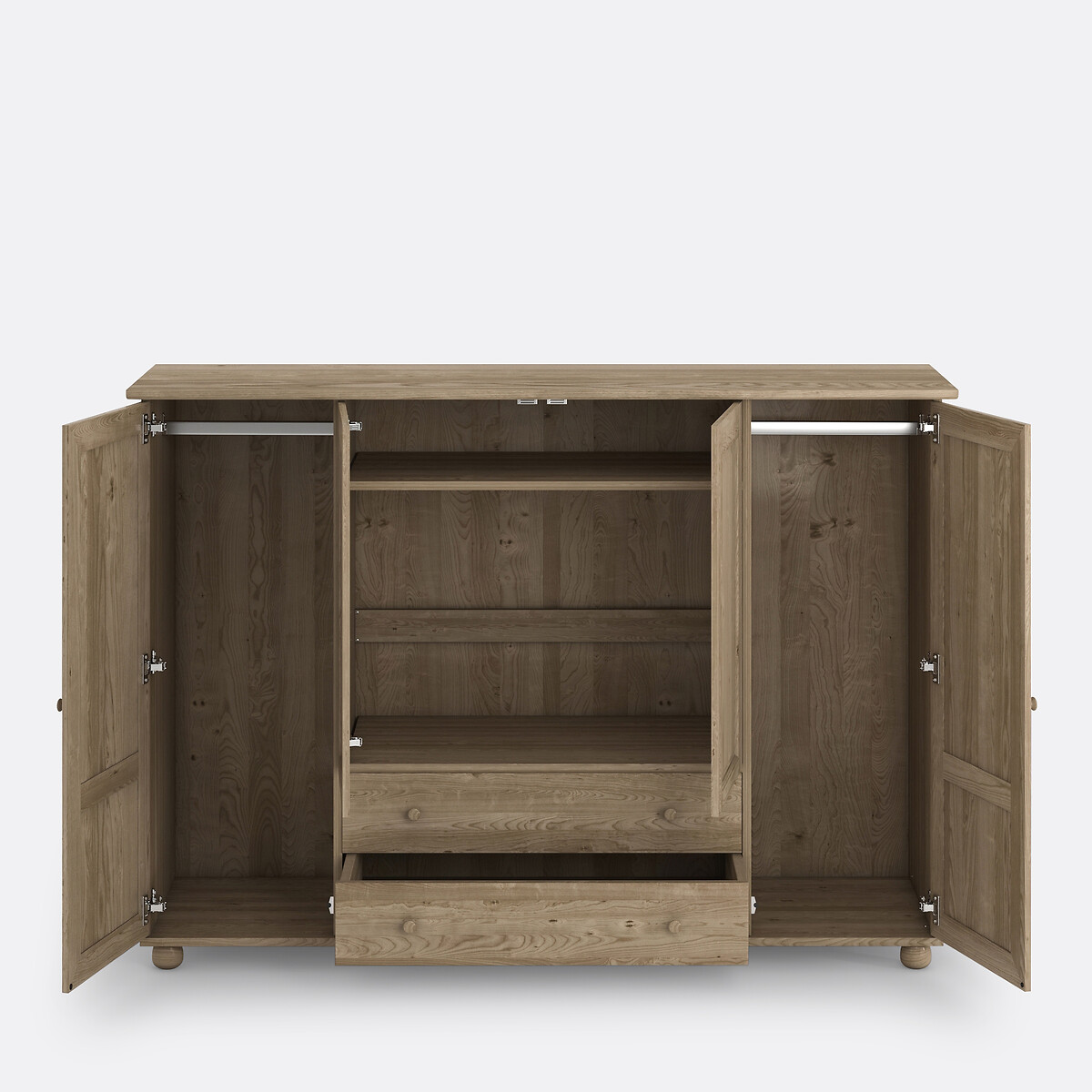 Armoire Redmond, penderie lingère bois clair brut, SO'HOME