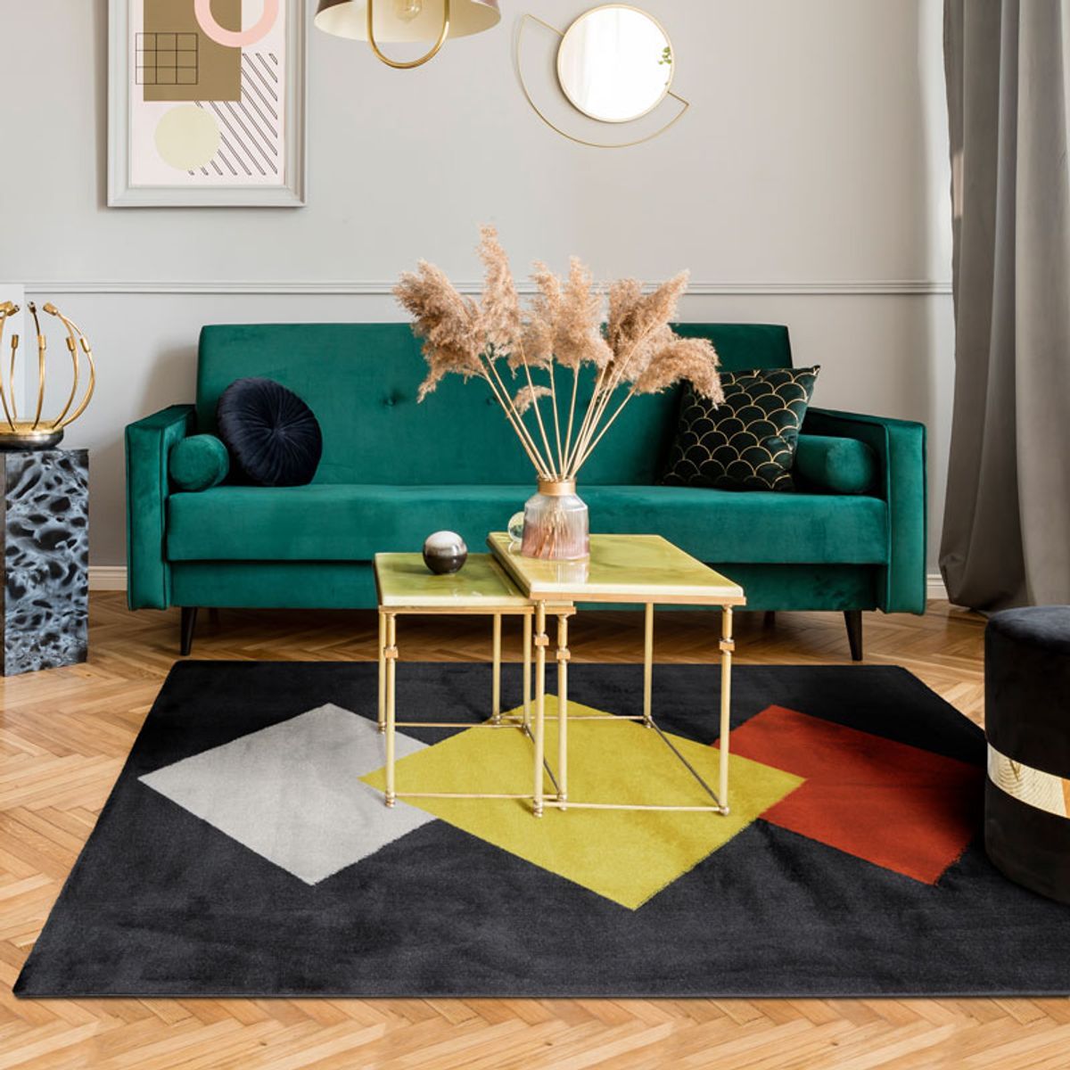 Tapis lumineux et laineux motifs losanges  LOSANGE multicolore, THE DECO FACTORY