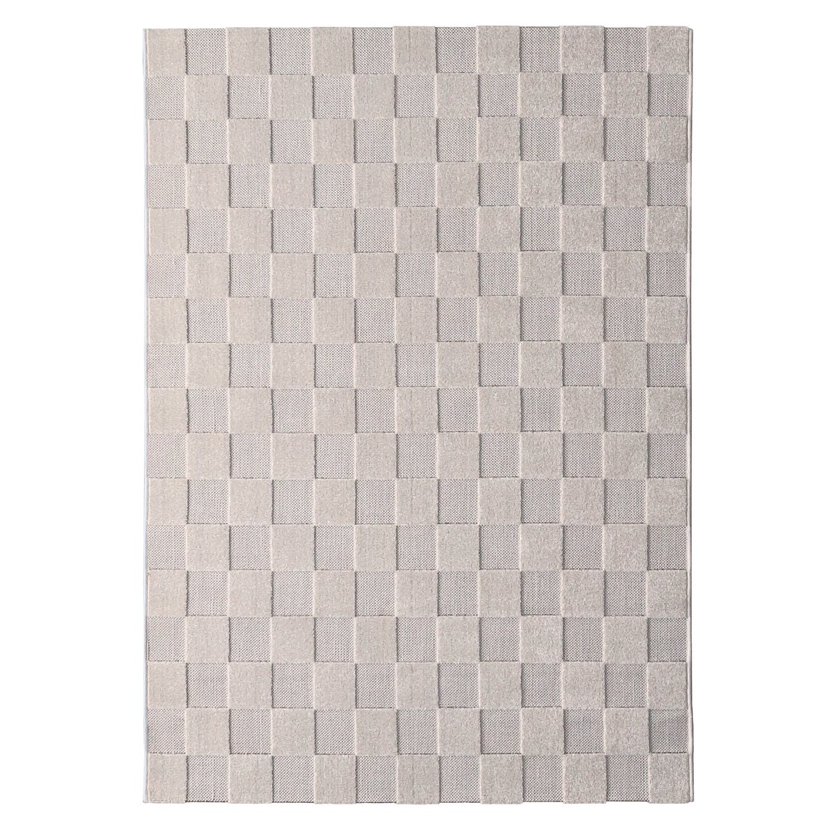 Tapis contemporain design damier DAMAS ecru beige, NATTIOT