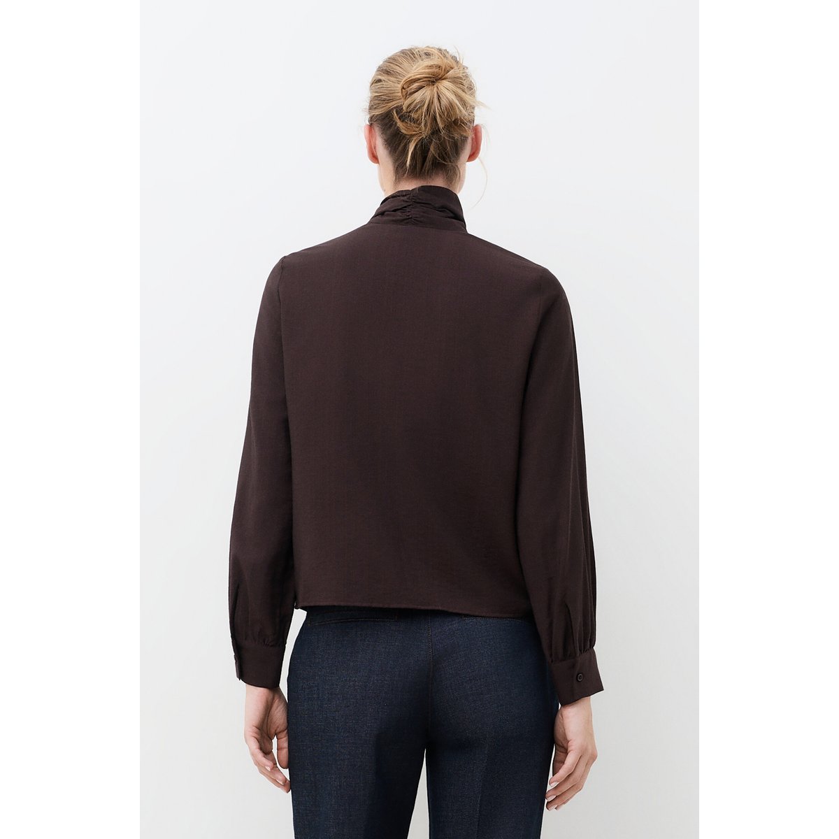 Chemise droite col lavallière CONSTANTINE marron foncé, CAROLL