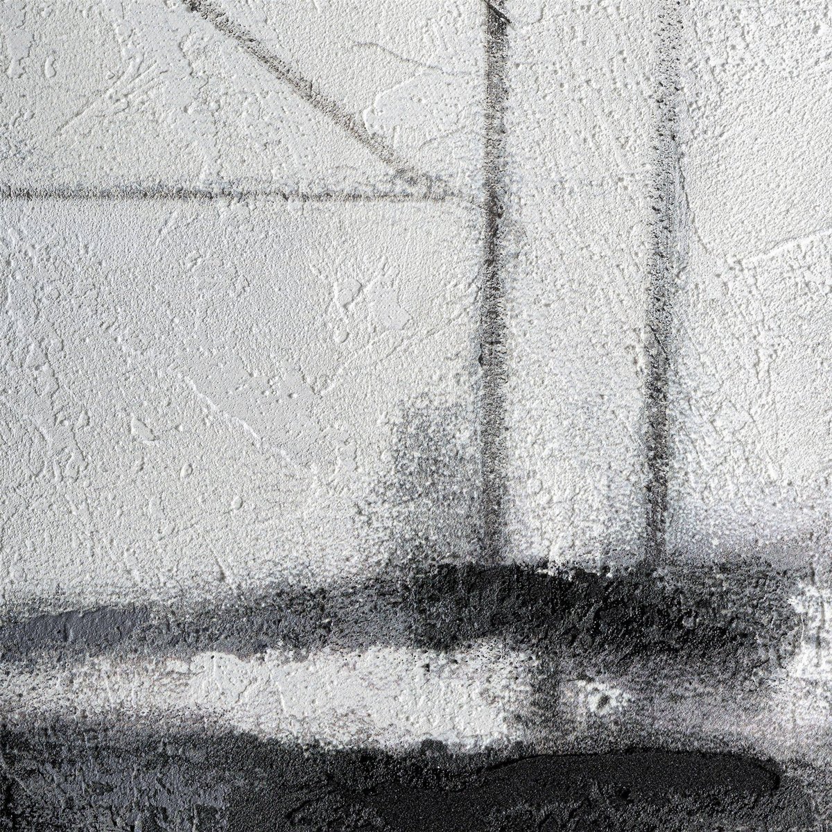 Tableau mural abstrait en toile contemporain tons neutres gris noir et blanc, RECOLLECTION