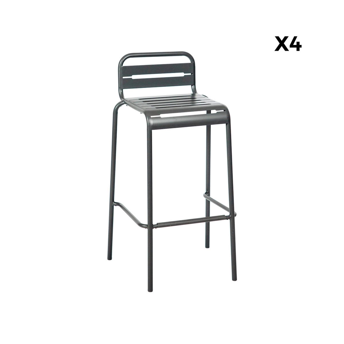 Table haute de jardin acier + 4 assises AMELIA anthracite, SWEEEK