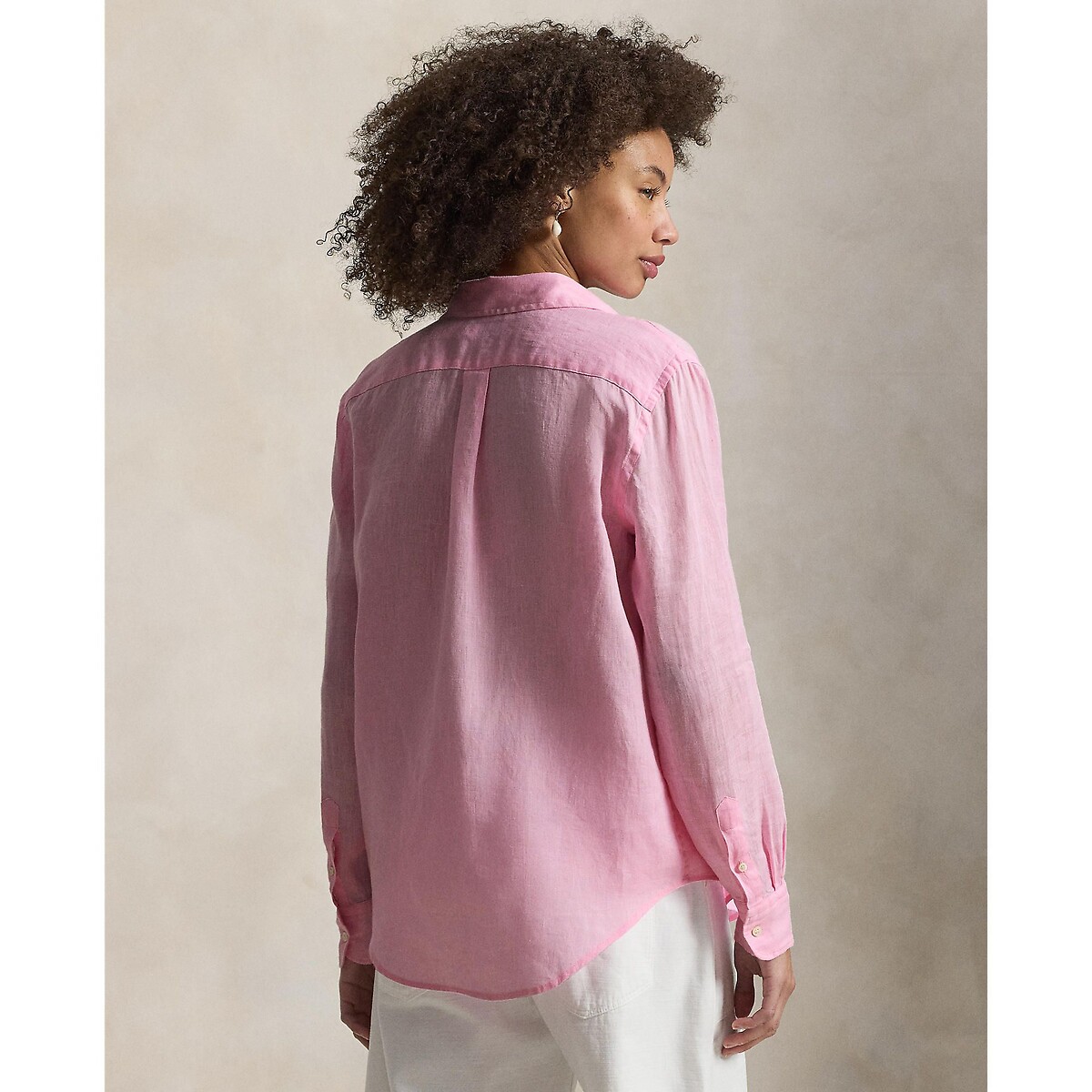 Chemise en lin à manches longues rose clair, POLO RALPH LAUREN