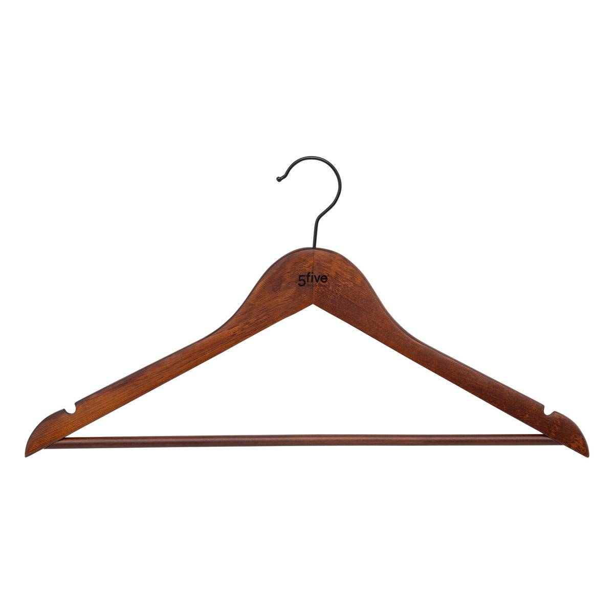 Lot de 2 cintres en bois foncé HANG'UP marron tonka, 5FIVE SIMPLY SMART