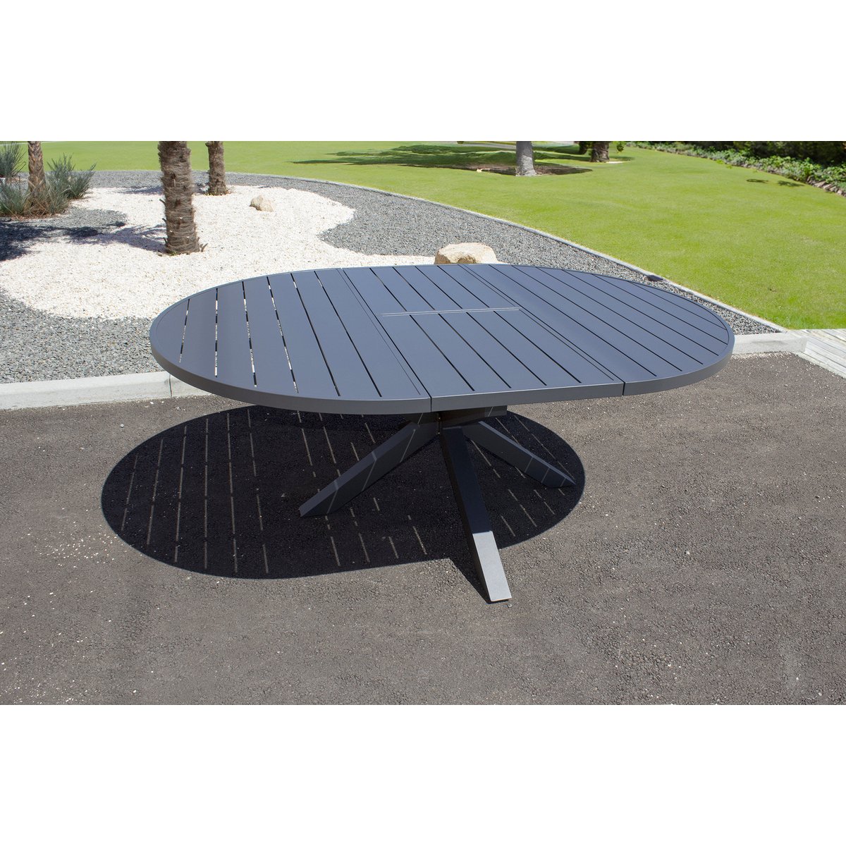 Table de jardin 8 places en aluminium PELOSA gris anthracite, DCB GARDEN