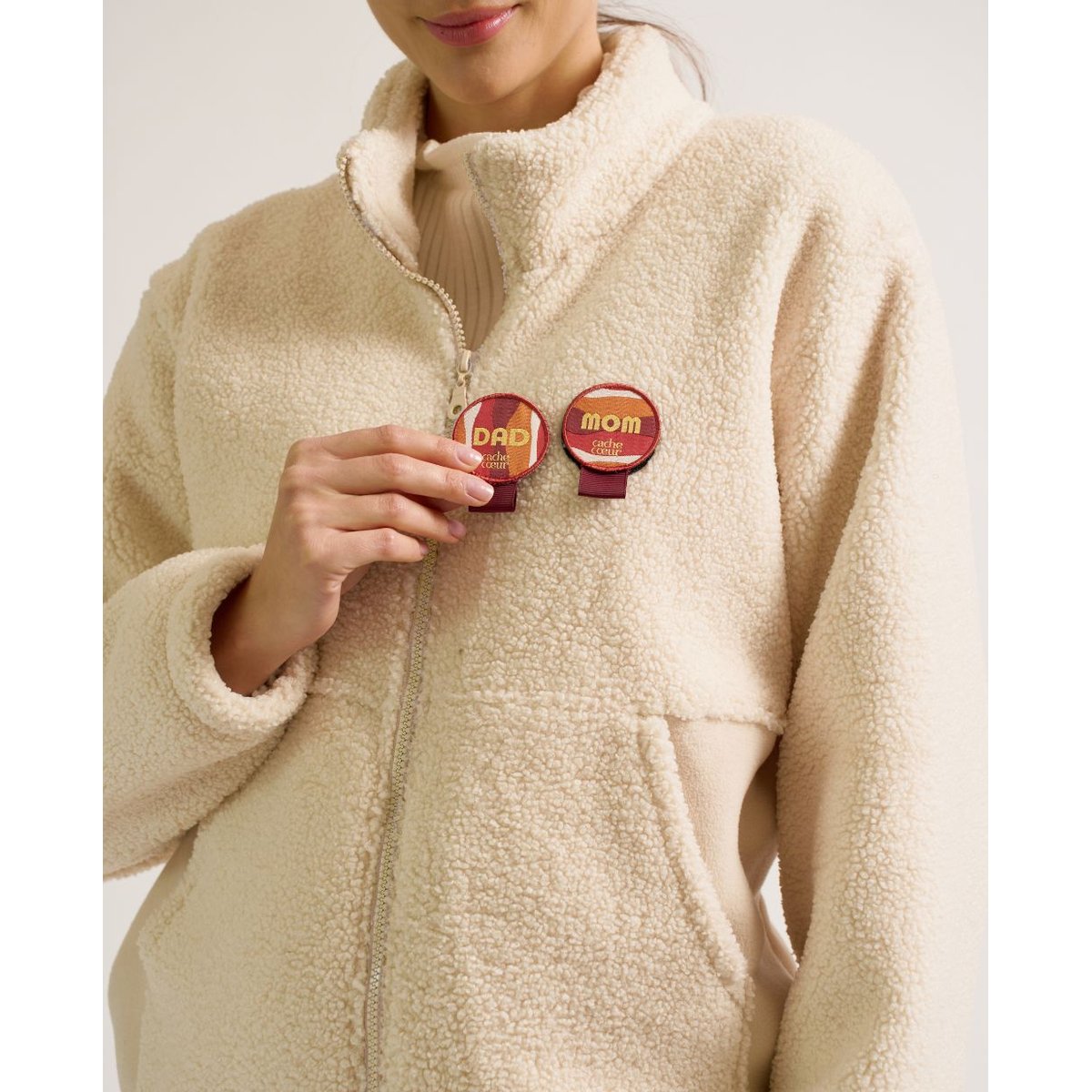 Veste polaire de grossesse et portage Sasha beige, CACHE COEUR